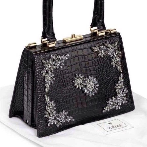 ERDEM Handbags - Erdem x H&M Crocodile Embossed Bejeweled Bag